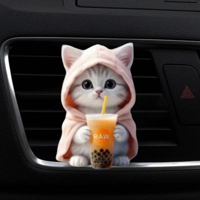 Yousheng Cute Kitten Car Vent Clips Refillable Car Diffuser Cat Air Vent Clips Car Air Freshener for Aesthetic Air