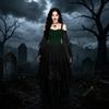 Women's Chiffon Off-Shoulder Gothic Dress with Butterfly Sleeves, Asymmetric Hem for Halloween