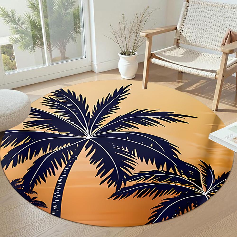 Coconut Tree Round Floor Mat Suitable for Living Rooms Foyer Hallway Study room Anti-slip Round Rug Office home decor