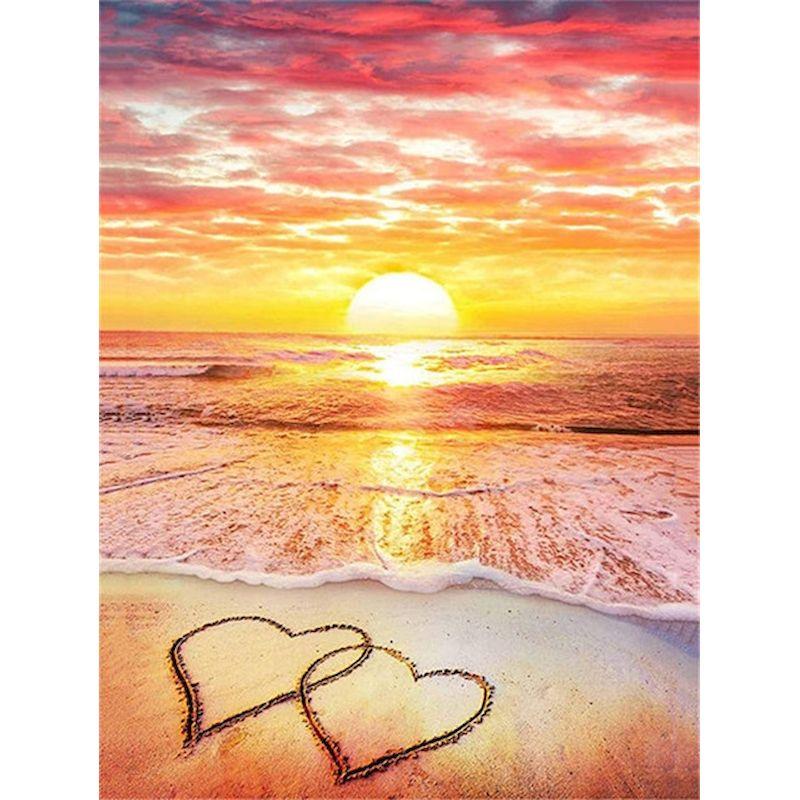 5D Diy Full Round Drill Diamond Painting Cross Stitch Heart Shape Landscape Diamond Embroidery Home Decor Gift