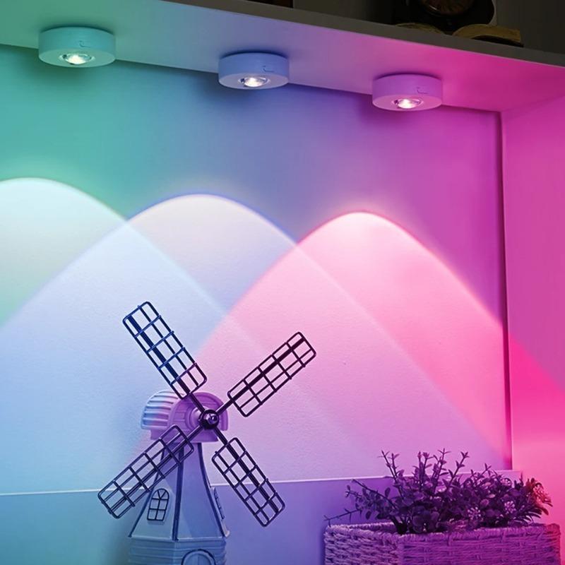RGB LED Cabinet Light Magnetic Rechargeable Spotlight Remote Control Dimmable Wardrobe Display Case Lamp Type-C Charging