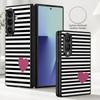 Fashion Striped Duck Heart Case For Samsung Z Fold 8 Ultra 7 6 5 4 Hybrid Leather Skin Hard PC Bumper Cover For Galaxy Z Fold8 Fold7 Fold6 Fold5