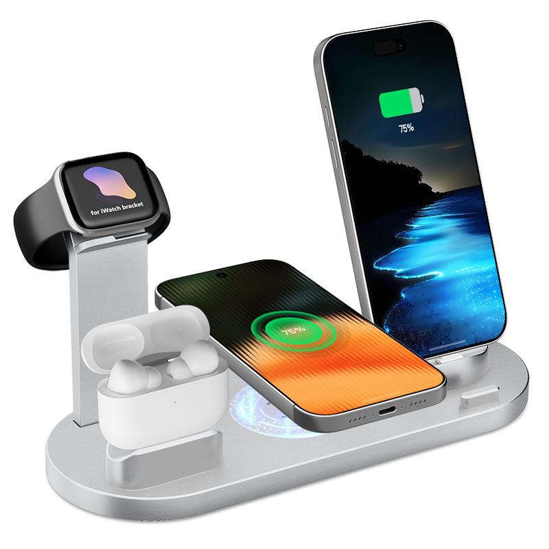 3 Generic In 1 15W Wireless Charger Stand For Iphone 16 15 14 Samsung S25 S24 Google Pixel 9 8 Wireless Earbuds Smart Watch