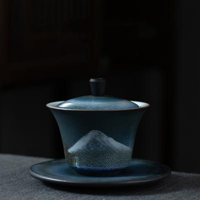 Ceramic Gaiwan Handpainted Mountain Porcelain Tureen 140ml