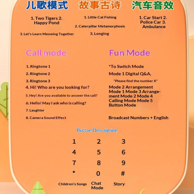 Cute Cartoon Deer Shape Baby Toy Phone Bilingual Learning Modes Chewable Soft Material Music Stories For Infant Early Education