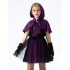 Vestito da Strega Viola per Bambina con Mantello, Costume da Vampiro per Halloween per Bambini