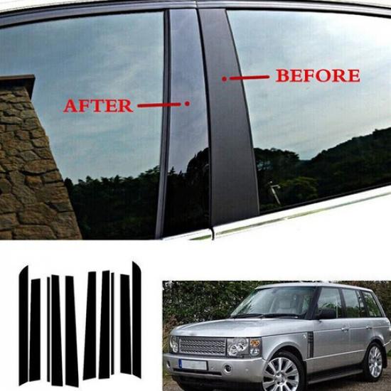 For Range Rover (L322) 2002-12 Glossy Black Pillar Posts Covers Window Door Trim