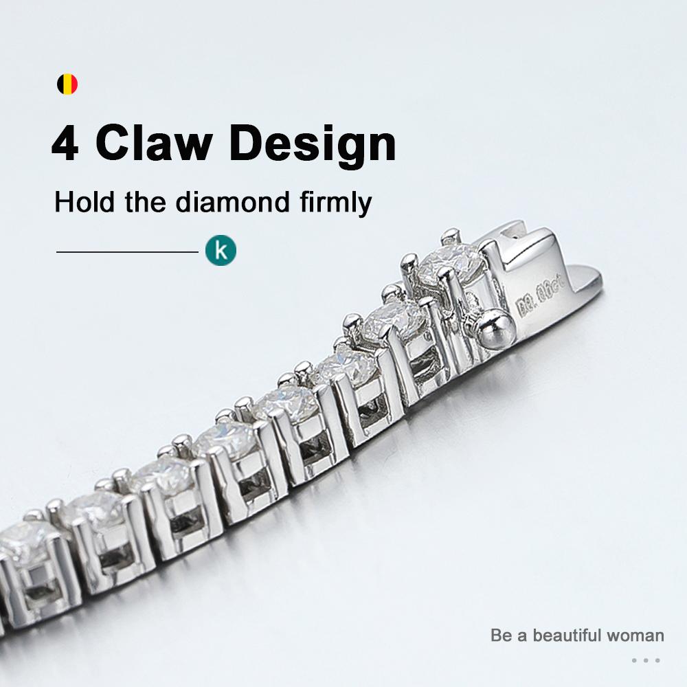 KNOBSPIN 2mm D Color Moissanite Tennis Bracelets for Woman Man Sparkling Diamonds with GRA s925 Sliver Hip Hop Bracelet