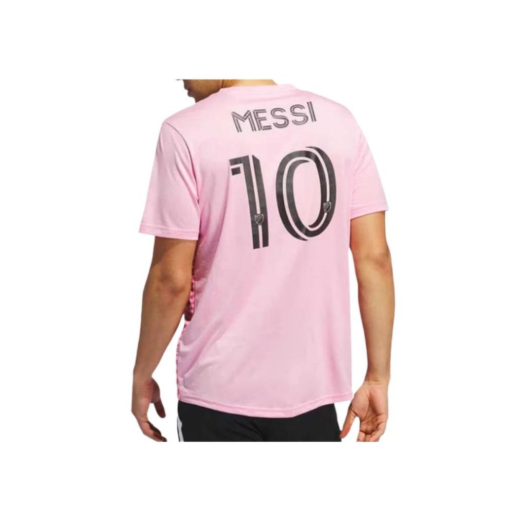 adidas Camiseta de Manga Corta con Cuello Redondo y Estampado de Logotipo para Hombre Rosa JJ2590