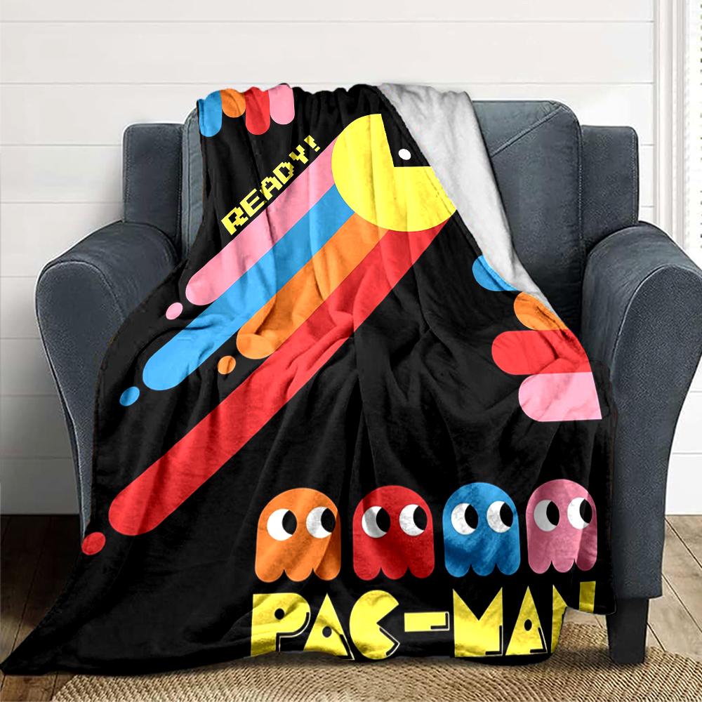 1Pc Pacman Adventure Blanket For Couch Bed Plush Cozy Fuzzy Blanket Super Soft Warm Blankets For Fall And Winter 091890