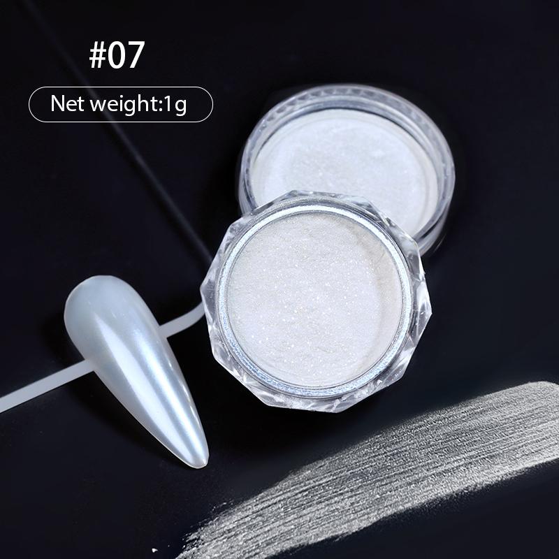 1Bottle White Chrome Pearl Nail Powder Shine Glitter Shell Auroras Nail Dust Mirror Effect Pigment Manicure Nail Art Decoration