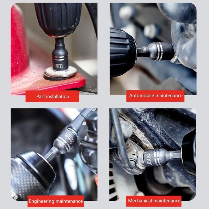 8mm 5/16" Hexagonal Shank Magnetic Power Nut Driver Set Impact Socket Adapters Bit Extension