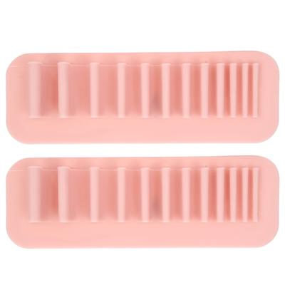2pcs Silicone Cosmetic Brush Drying Rack Wall‑Mounted Toothbrush Storage Rack Organizer