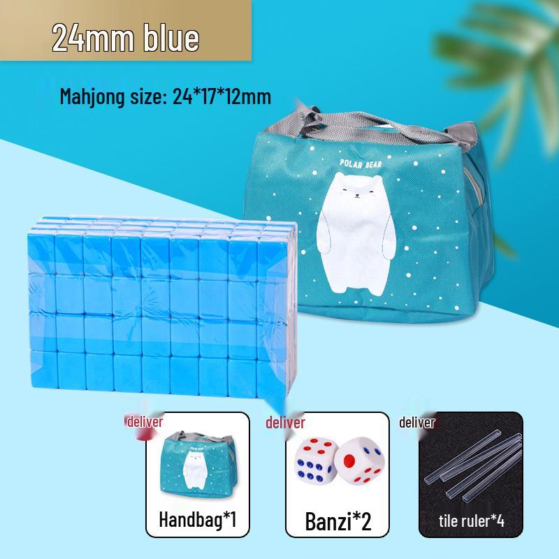 Compact Travel Mahjong Set - 24mm & 30mm Tiles, Solid Carved Sparrow Design, Ideal for Dorms and Table Games