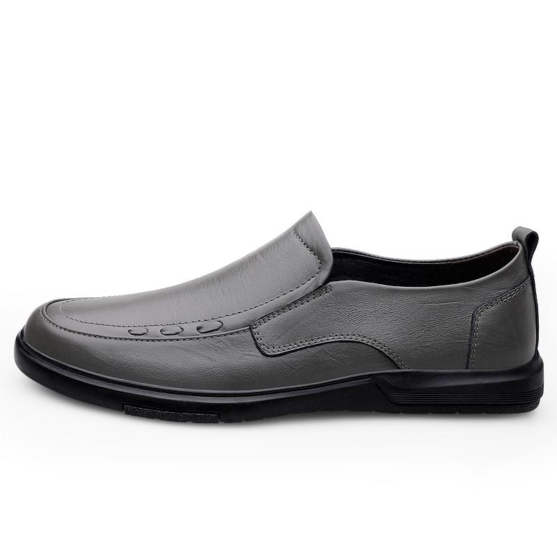 

Мужские дышащие кожаные туфли серого цвета из мягкой кожи с мягкой подошвой, удобные для джентльменов, для мужчин, для деловой и официальной одежды, повседневная обувь 45 серый