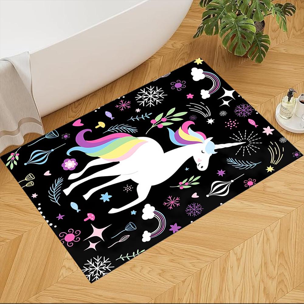 Moonlit Unicorn In Enchanted Forest Non-Slip Home Carpet Design for Office Decor Living Room Bedroom Gift
