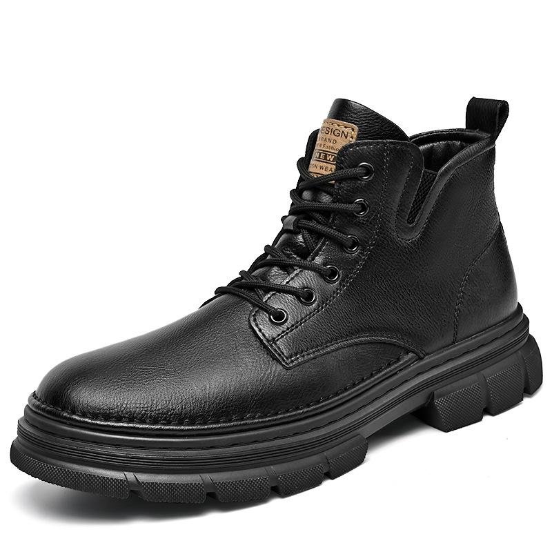Martin Boots Men's Autumn High-top British Style Men's Casual Leather Shoes Spring and Autumn Non-slip and Wear-resistant High-end Tooling Boots