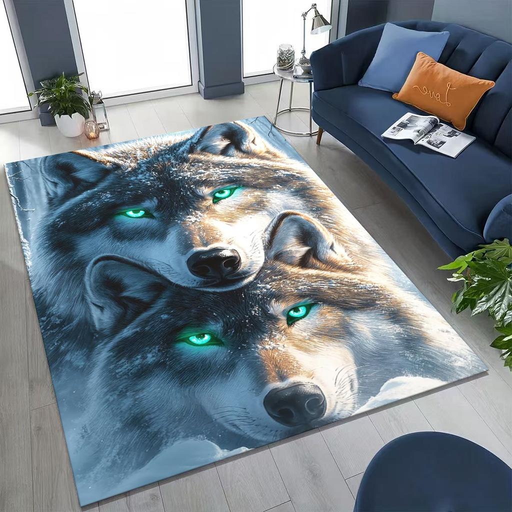 Norse Mythology Fenrir Wolf Beast Cartoon Rug for Bedroom Living Room Sofa Home Doormat Decor, Large Kid Play Non-slip Floor Mat