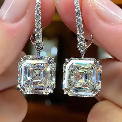925 Sterling Silver Square Earrings for Women Newly Designed Trendy Earrings Fashion Elegant Temperament Party Wedding Jewelry