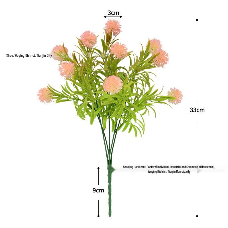Dandelion Pine Ball Artificial Green Plant Bouquet for Home and Garden Décor