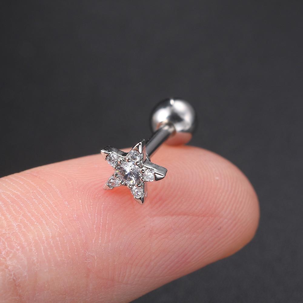 1pc Helix Piercing Earrings for Women Zircon Small Star Cartilage Tragus Piercing Ear Rings Body Accessories Jewelry Gift CC021
