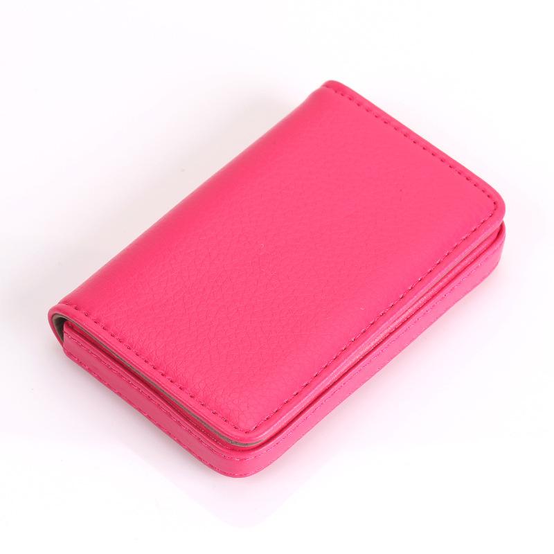 Porta carte di credito in pelle PU cucita di dimensioni standard, porta biglietti da visita, portafoglio con chiusura magnetica per uomo e donna