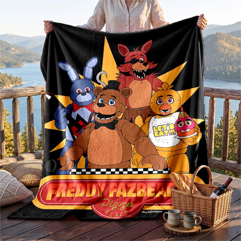 Warm Flannel Blanket Five Nights At Freddy’s Pattern, Lightweight Comfortable Throw Blanket for Bed Sofa Use
