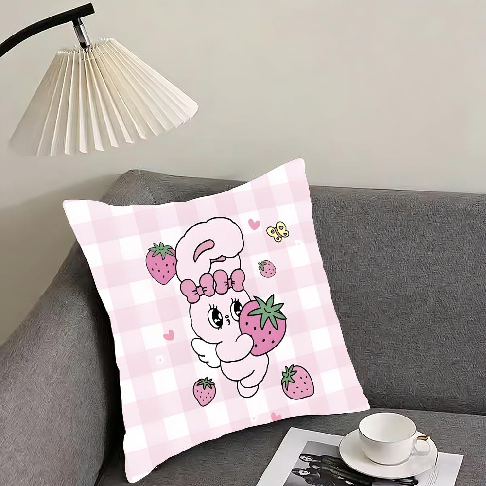 EEsther BunnyY Pink Cute Cushion Cover Pillowcase Ultra Soft Skin Friendly Fabric Cloud Like Comfort Concealed Zipper