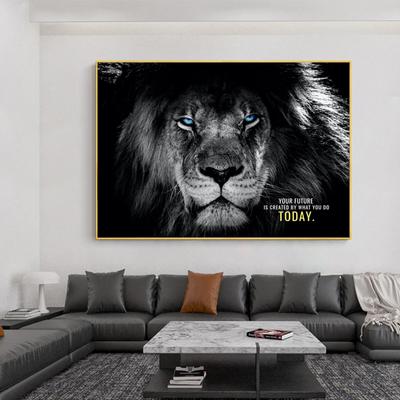 Black Lions Letter Inspiration Art Canvas Painting Animals Motivational Quote Posters Prints Wall Art Pictures for Living Room