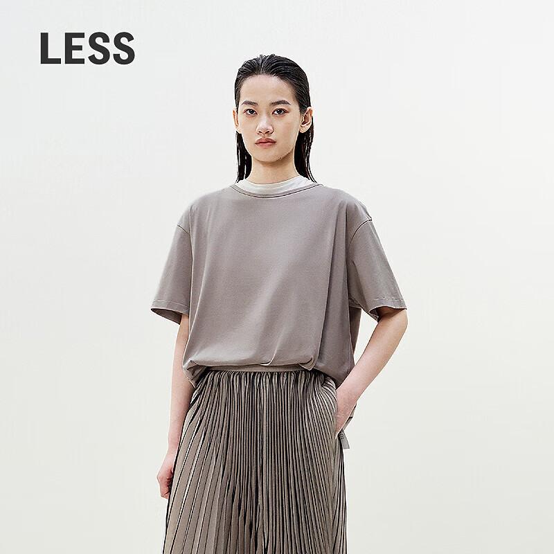 LESS 2025 Summer Round Neck Loose Short Sleeve T-Shirt