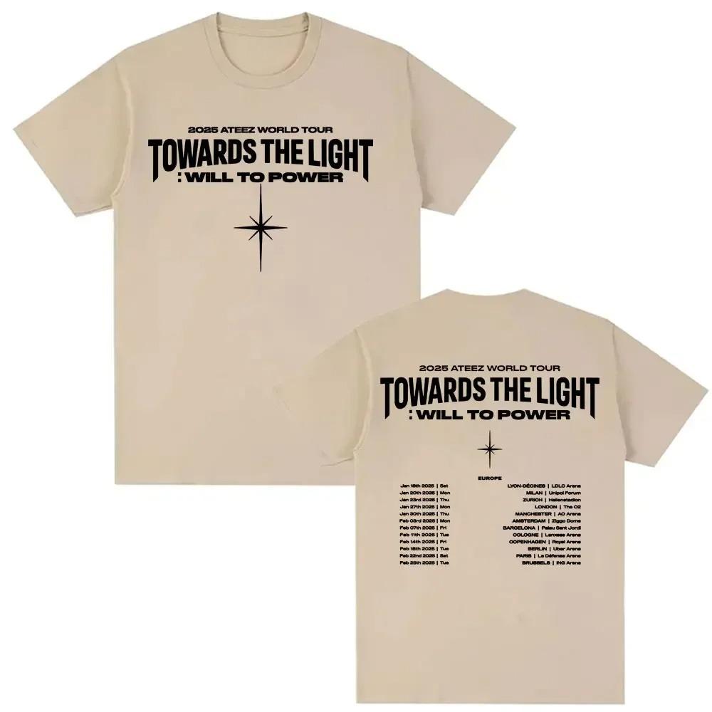 2026 Ateez World Tour Towards The Light Will To Power T Shirt Men Women's Korean Fashion Hip Hop Oversized Short Sleeve T-shirt