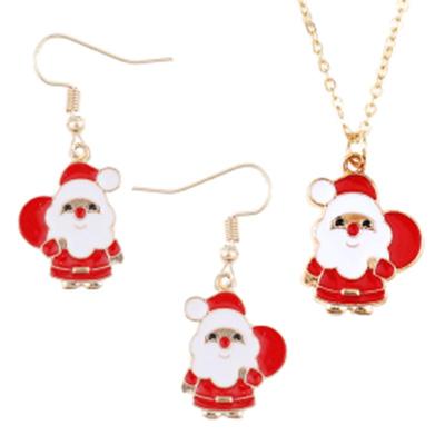 Conjunto de Joyería Navideña de Moda: Pendientes y Collar de Papá Noel