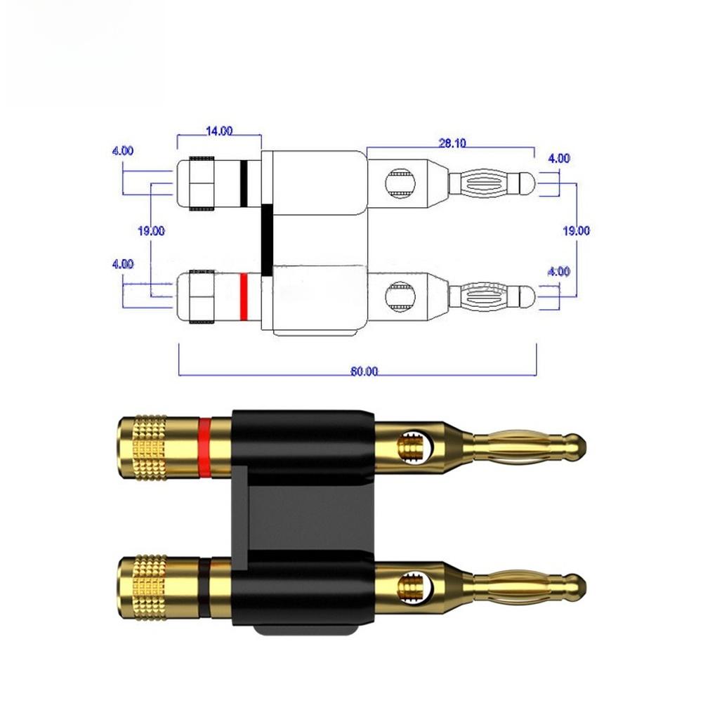 1pc 4mm Dual Row Lantern Banana Connector With 4mm Jack Red Black Screw Mount Gold For Electrical Connections