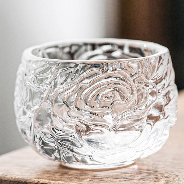 

Crystal relief rose master cup, single cup, tea cup, tasting cup, Kung Fu tea set, tea cup, glass small cup 200ml