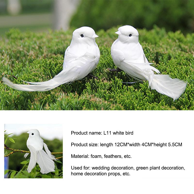 1 pieza de pájaros artificiales simulados, pájaro blanco, pájaro emplumado, decoración de paloma blanca pequeña