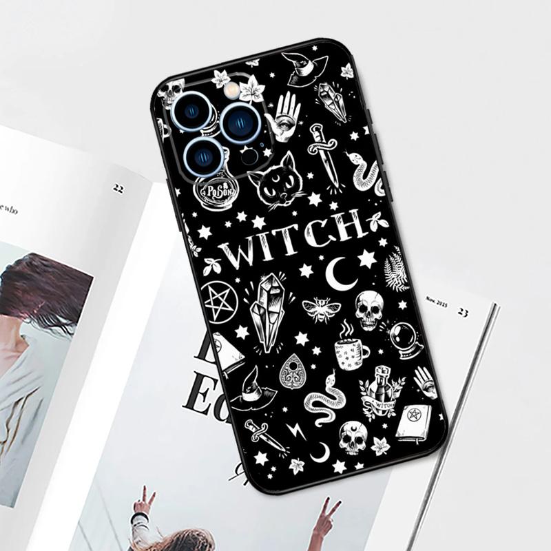 Häxa Estetisk Konst Telefonfodral För iPhone 15 14 13 12 11 Pro Max Plus Mini X XR XS Max 7 8 SE Mjukt TPU-skydd