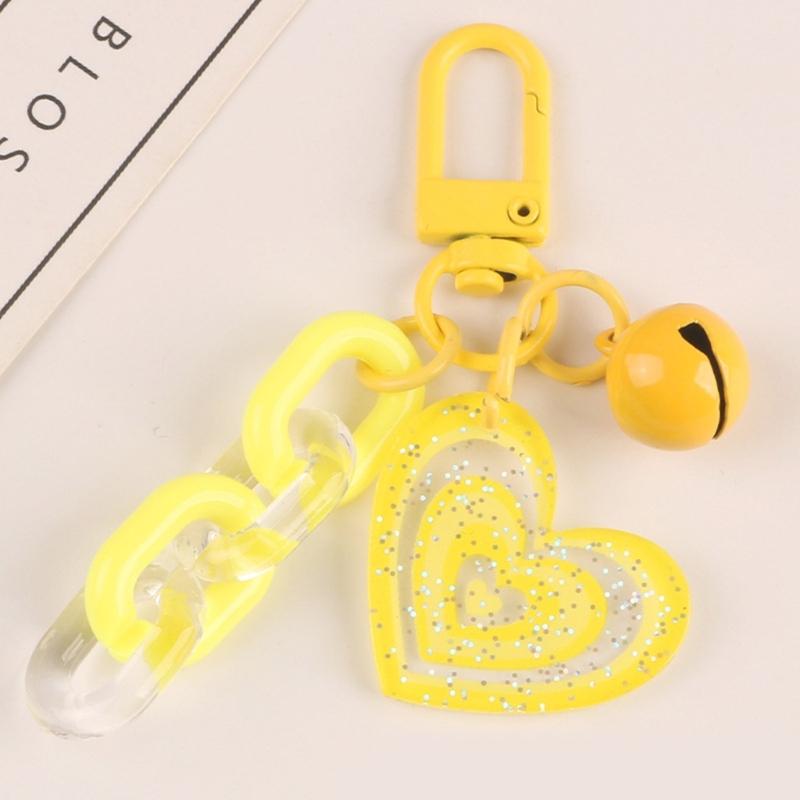 Sweet Acrylic Heart Pendant Keychain Link Chain Keyring for Purse,Handbag, Bag