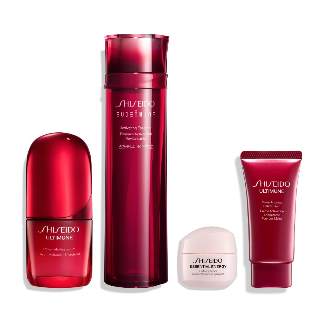 SHISEIDO Ultimune Power Infusing Concentrate 30mL, Eudermine Activating Essence 145mL, Essential Energy Moisturizing Cream 15g, Hand Cream 30g
