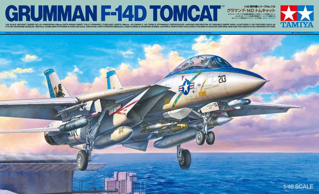 Tamiya 1/48 Masterpiece Aircraft Series No. 118 U.S. Navy Grumman F-14D Tomcat Plastic Model Kit 61118