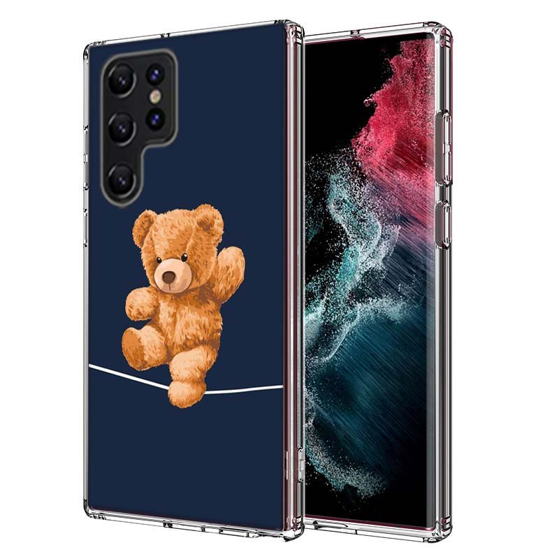 Funny And Cute Bear Capa Phone Case For Samsung S26 Ultra S25 Edge Galaxy S23 S21 S20 S24 FE S22 S10 Plus Cover Clear TPU Shell