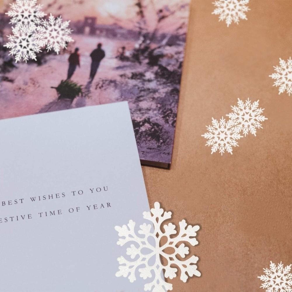 18/36pcs Merry Christmas Paper Snowflakes Double-Sided Glitter White Xmas Tree Pendants Lightweight Snow Flakes Charm Home Decor