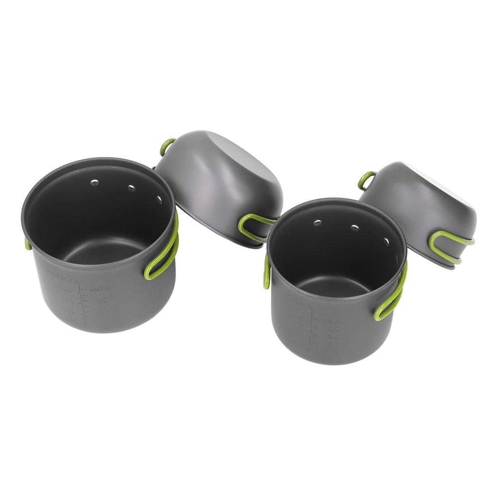 4pcs Camping Pot Kit Multi Layers Anti Scalding Design Camping Cookware Mess Kit with Folding