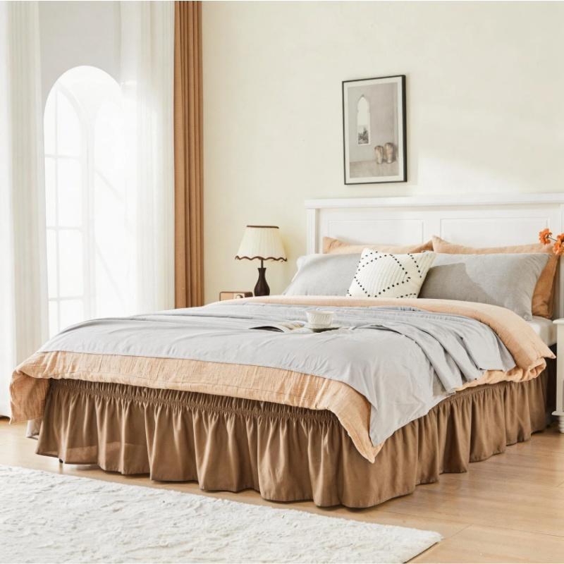 Solid Color Elastic Bed Skirt Elastic Built-in Bed Apron