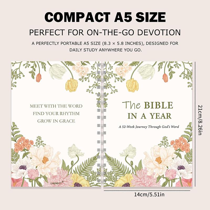 Bible In A Year Study Journal With 52-Week Reading Plan, Christian Gifts For Devotional Journaling, A5 Devotional Notebook