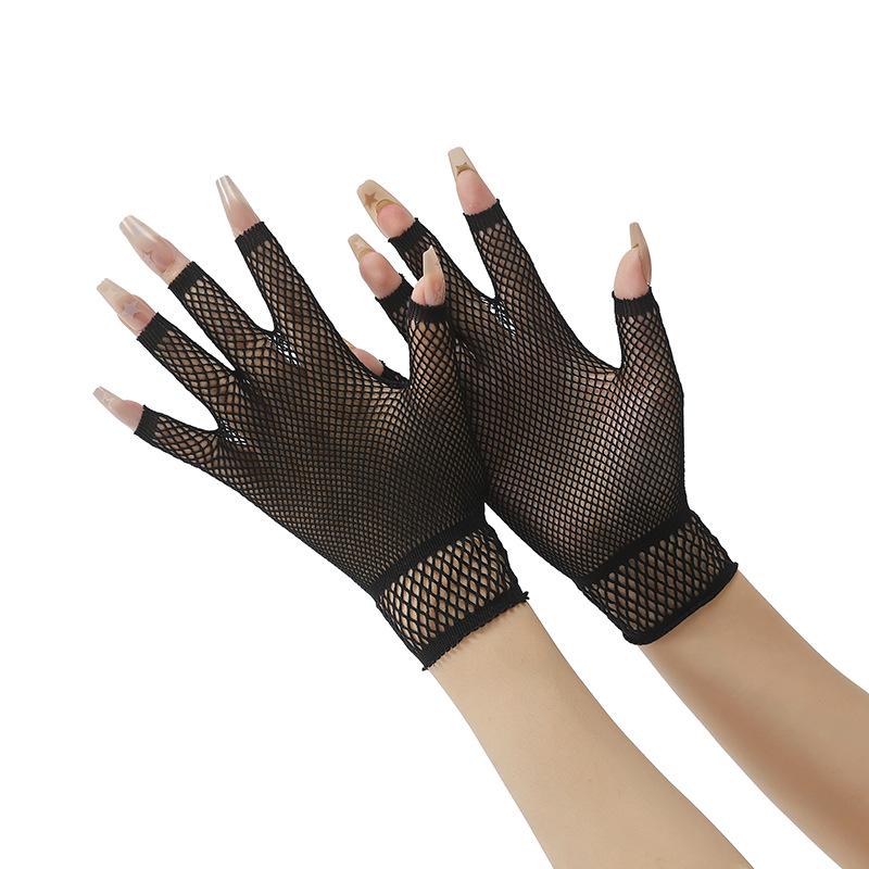 Sexy Half-Finger Mesh Gloves for Theme Parties & Halloween