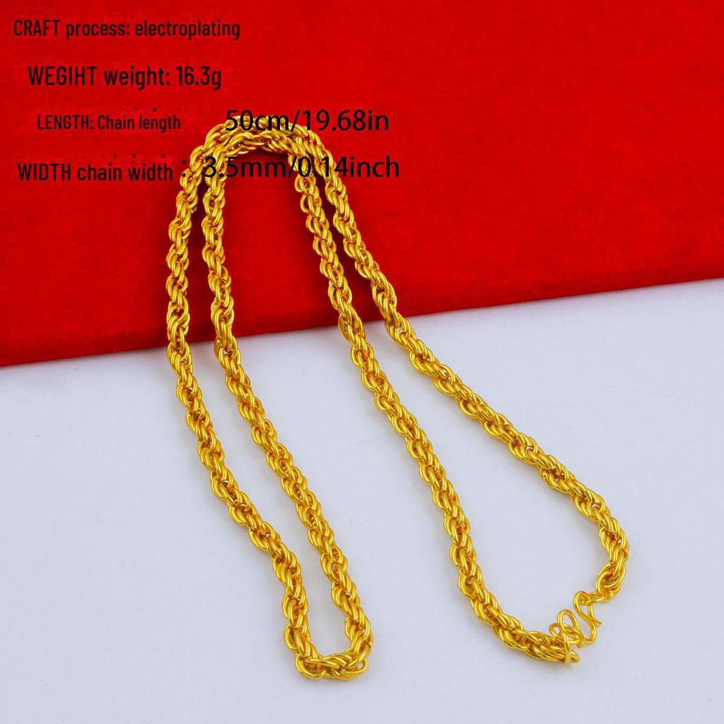Men's Alloy Gold-Tone Necklace – Bold, Durable, Street Style Accessory