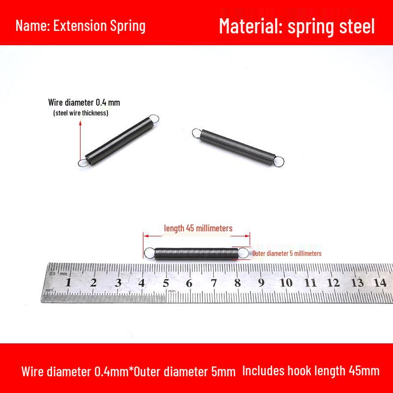 Micro Precision Extension Tension Spring Set with Hooks, 0.4mm Wire Diameter, 3-5mm Outer Diameter