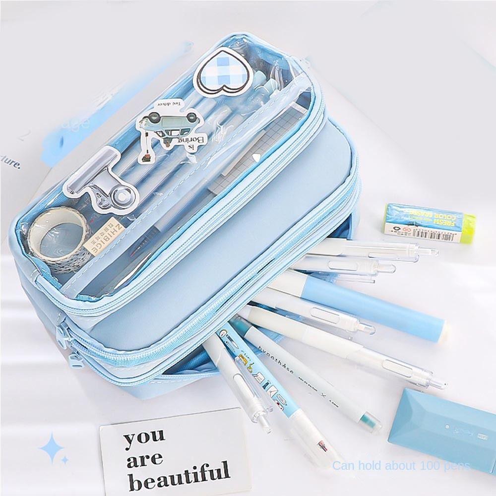 Transparent Transparent Pencil Case Multilayer Pen Pouch Pencil Bag Office Supplies