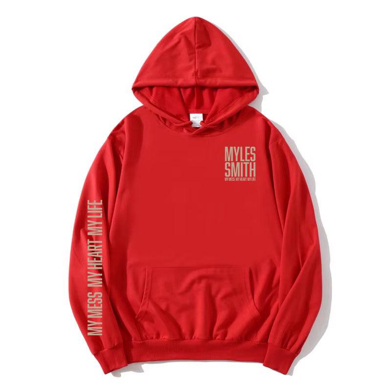 My Mess My Heart My Life Hoodies Myles Smith Design Print Sweatshirt Long Sleeve Fleece Hooded Pullovers Unisex Streetwear Tops jacket Anime Hoodie XS красный 1700₽