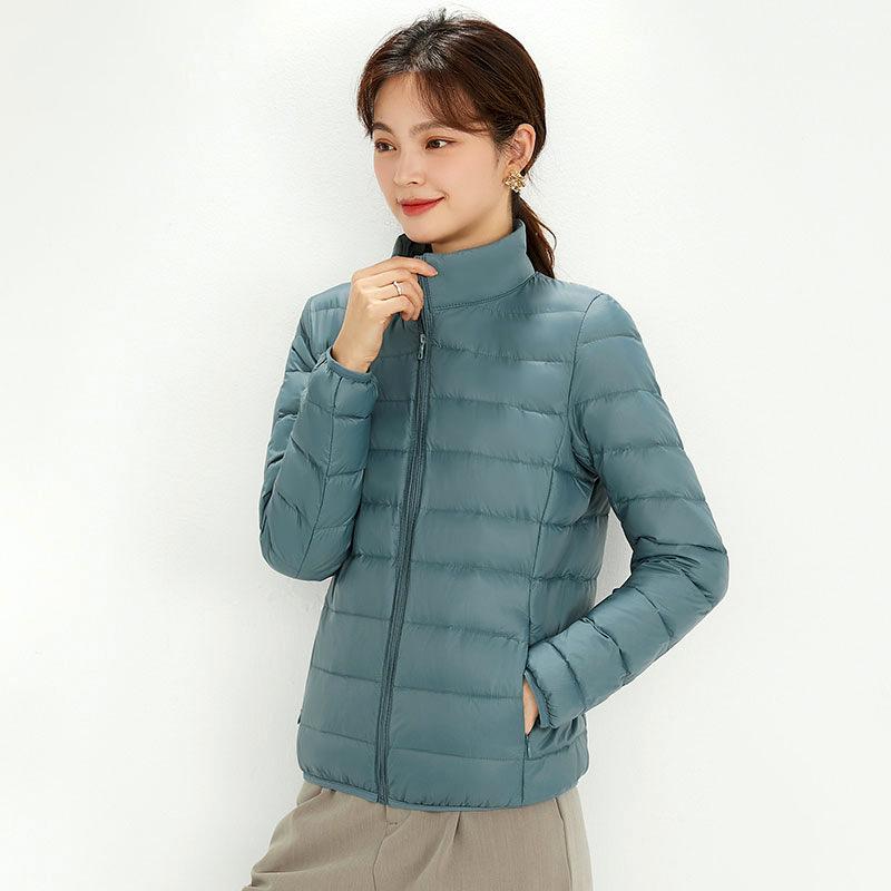 Damen Ultraleicht 90% Weiße Entendaunenjacken Damen Langarm Parkas Weicher Stoff Kurze Oberteile Mantel Windbreaker